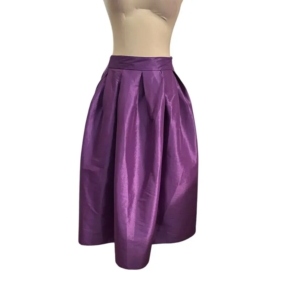 Sexy Diva Deep Purple Box Pleat Midi Skirt 1X – Silk Shantung‎ Look